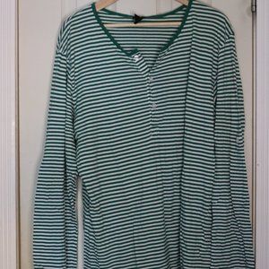 Green and White Stripped Long Sleeve Tee